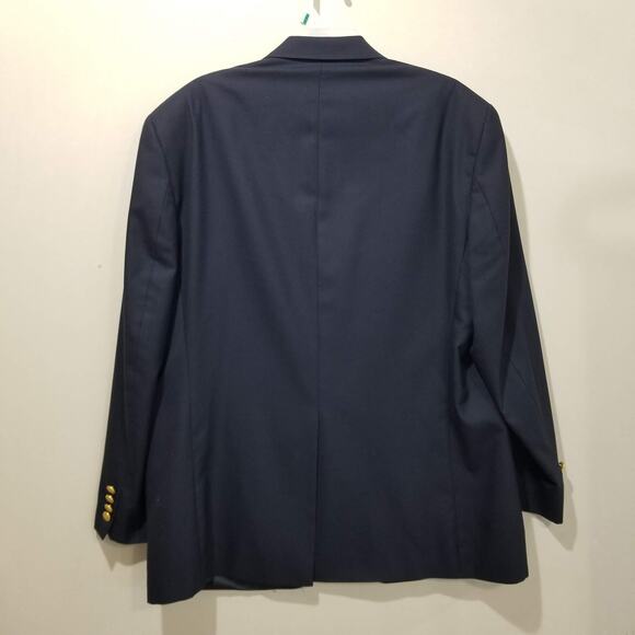 Lauren Ralph Lauren Blazer Mens 43R Navy Wool Gold Button Two Button Sport Coat - Picture 2 of 14
